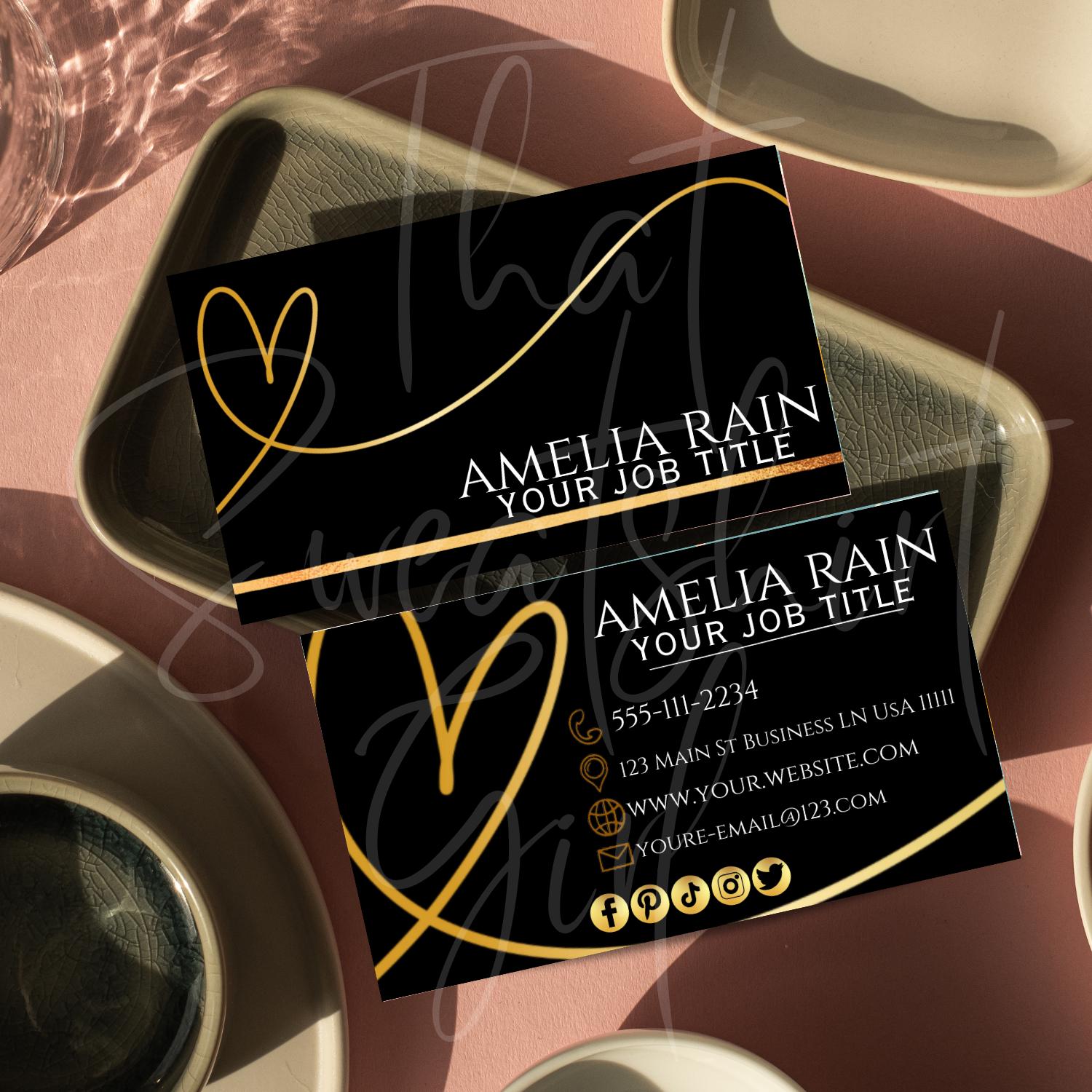Black & Gold Business Card, Simple Business Card, Elegant Business Card, Professional Business Card, Custom Business Card, Editable Business