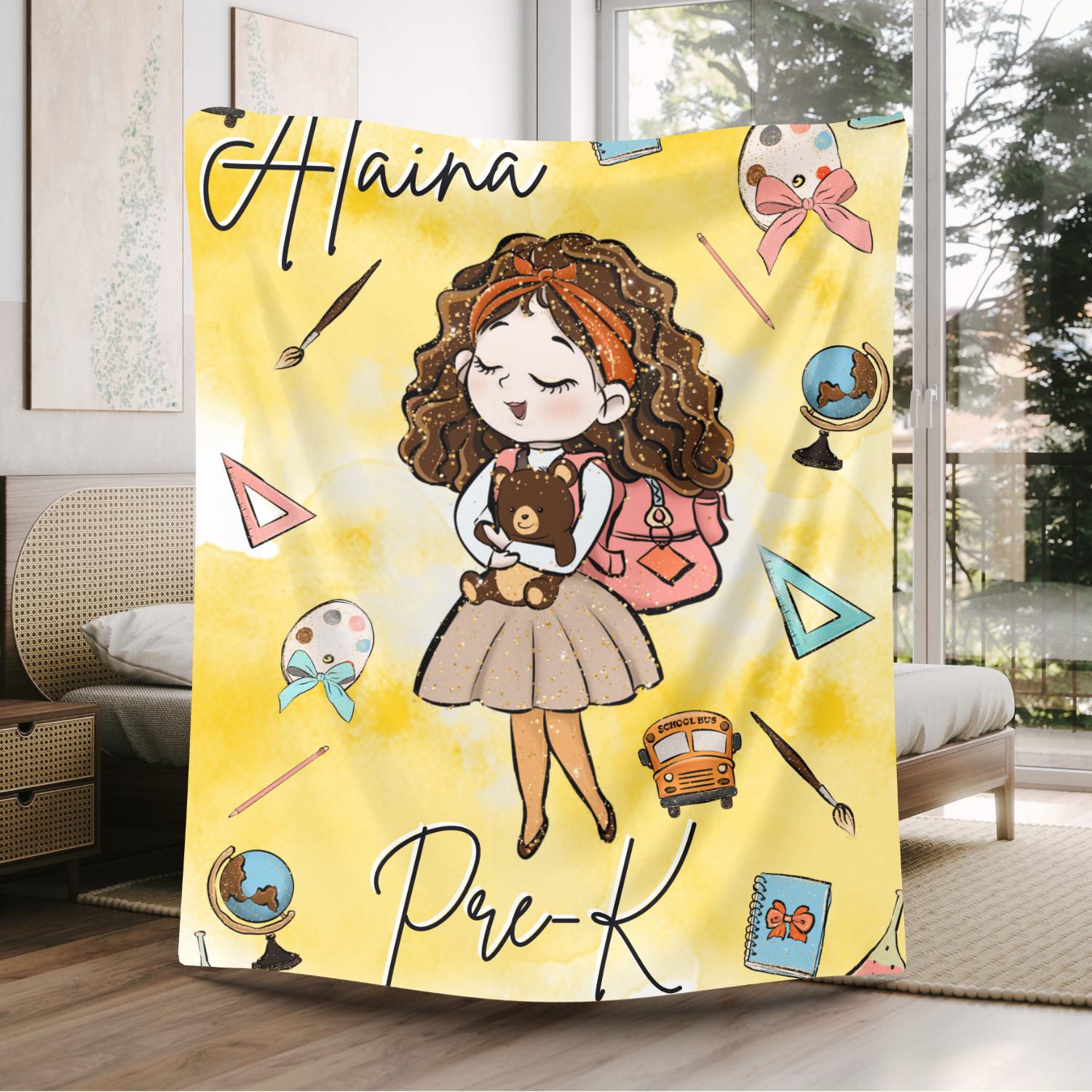 Personalized Student blanket, Nap time blanket, Child custom blanket, Personalized School blanket, Personalized throw for child, Elementary