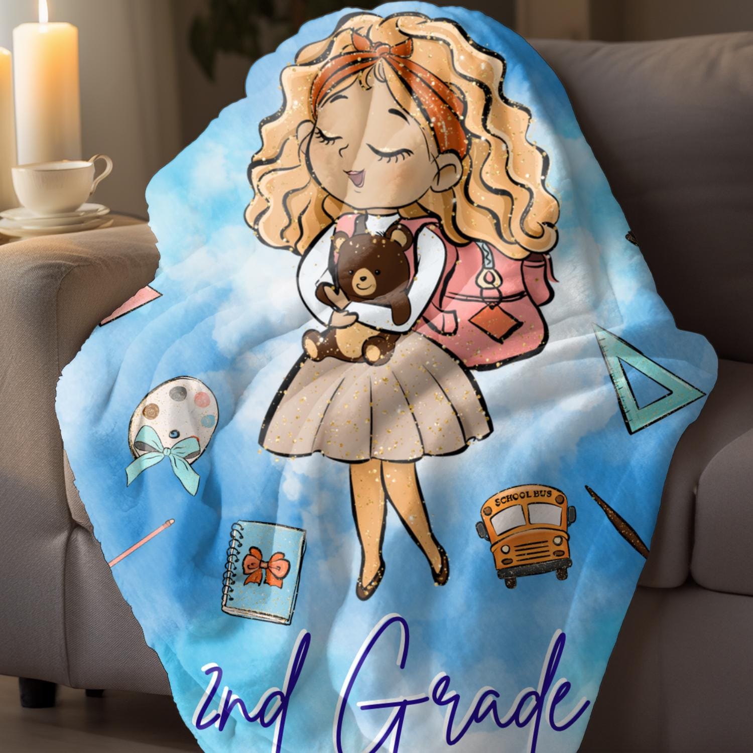 Personalized Student blanket, Nap time blanket, Child custom blanket, Personalized School blanket, Personalized throw for child, Elementary