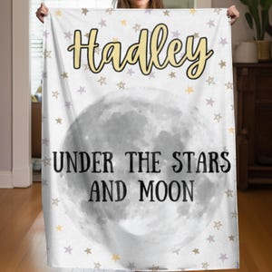 Stars and Moon Custom Blanket, Custom Name Blanket, Blanket Gift, Custom Throw for Child Adult, Personalized Space Blanket, Custom Space