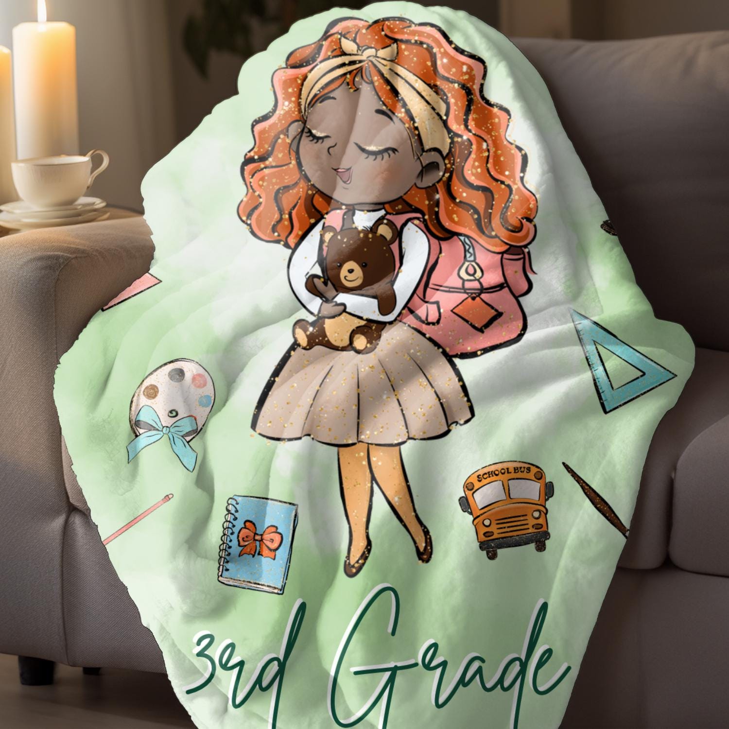 Personalized Student blanket, Nap time blanket, Child custom blanket, Personalized School blanket, Personalized throw for child, Elementary