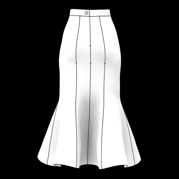 6-panel Gored Skirt Sewing Pattern, Mid Calf Length, Sizes 6-panel Gored Skirt Sewing Pattern, Mid Calf Length, Sizes