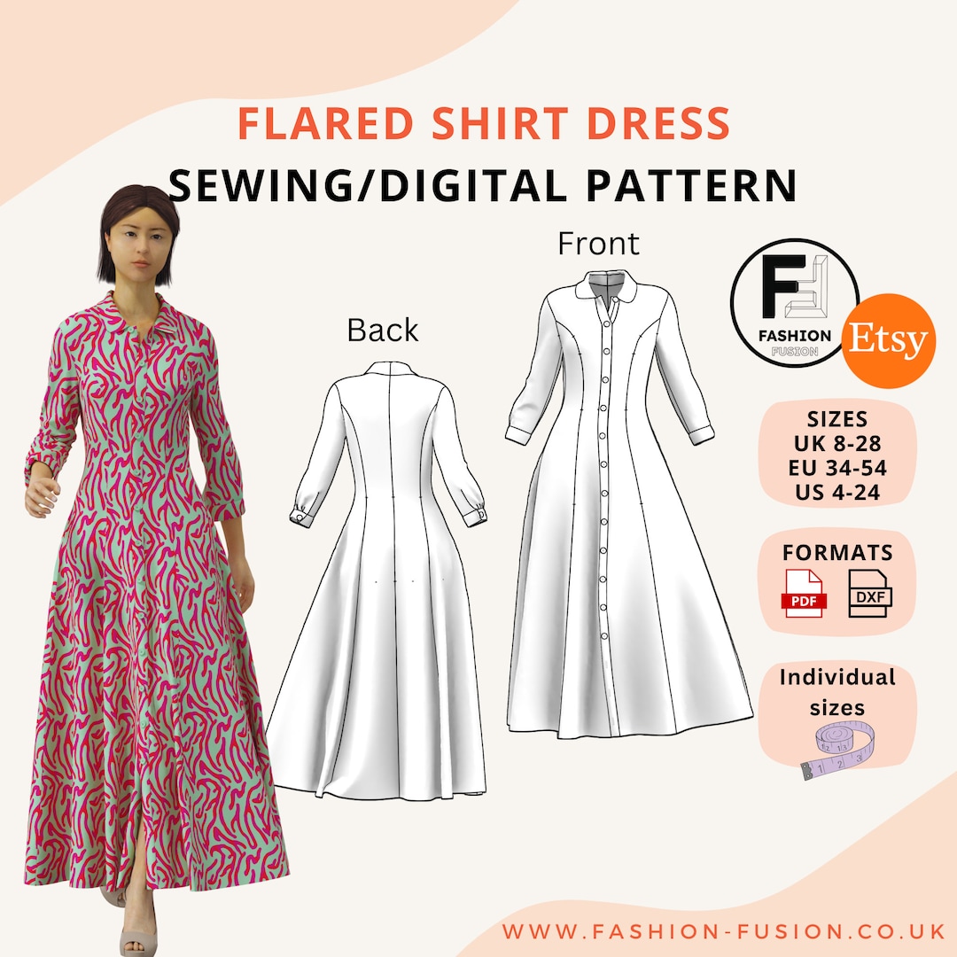 Pleated Open Shirt Dress