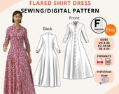 Flared Shirt Dress Sewing Pattern - Women's Size UK 8-28 EU 34-54 US 4-24 -  Instant Pdf A4 + A0 & Dxf Downloads + Instructions and Size Info - Etsy