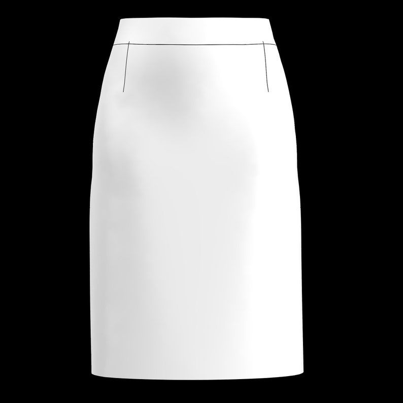 May include: A white pencil skirt with a straight silhouette.
