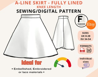 High Low Circle Skirt Pattern Set | Womens XS-4XL PDF
