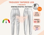 Women's Tapered Leg Trouser Pattern, Size UK 8-28 EU 34-54, Instant PDF A4 + A0 & DXf Files + instructions, intermediate sewing project