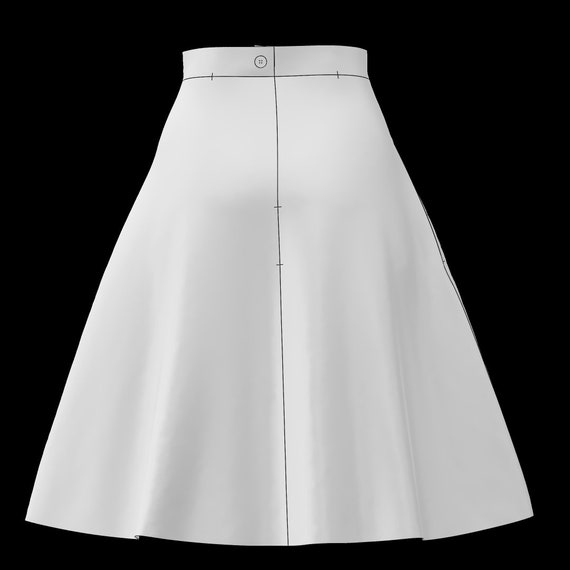 A-line Skirt Sewing Pattern, Knee Length With Side Seam