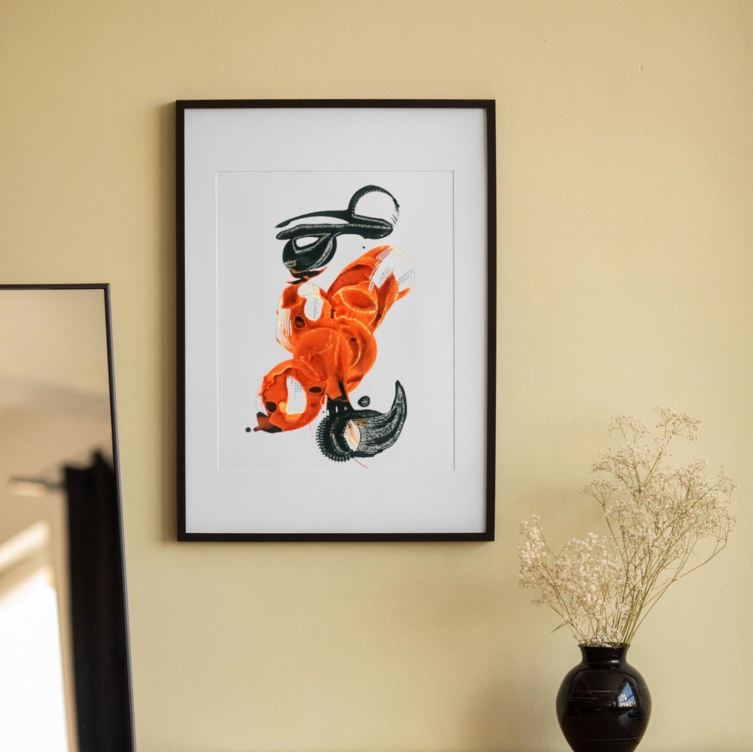 Printable Handmade Art, Modern Inkblot Painting, Unique Rorschach Wall ...