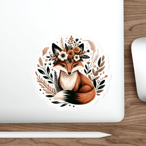 Boho Fox sticker, Fox Mystic sticker, Fox sticker, Floral Fox, eigenzinnig sticker, grillige sticker, mystieke sticker, aangepaste sticker, gluren