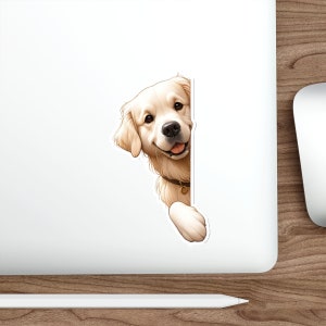 Speelse Golden Retriever Gluren Sticker - Pet Dog Sticker, Levensechte sticker voor auto's, planners en laptops - Must-Have voor dierenliefhebbers!