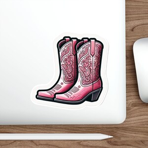 Adesivo stivali da cowboy, stivali da cowboy rosa, adesivo per laptop, adesivi occidentali, adesivo da cowgirl, stivali da cowgirl, adesivo Ranch, adesivo Rodeo