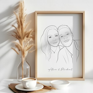 Personalisiertes Porträt, benutzerdefinierte Paar Line Art, Zeichnung vom Foto, One Line Art, Freund Geschenk, Freundin Geschenk, personalisierte Illustration