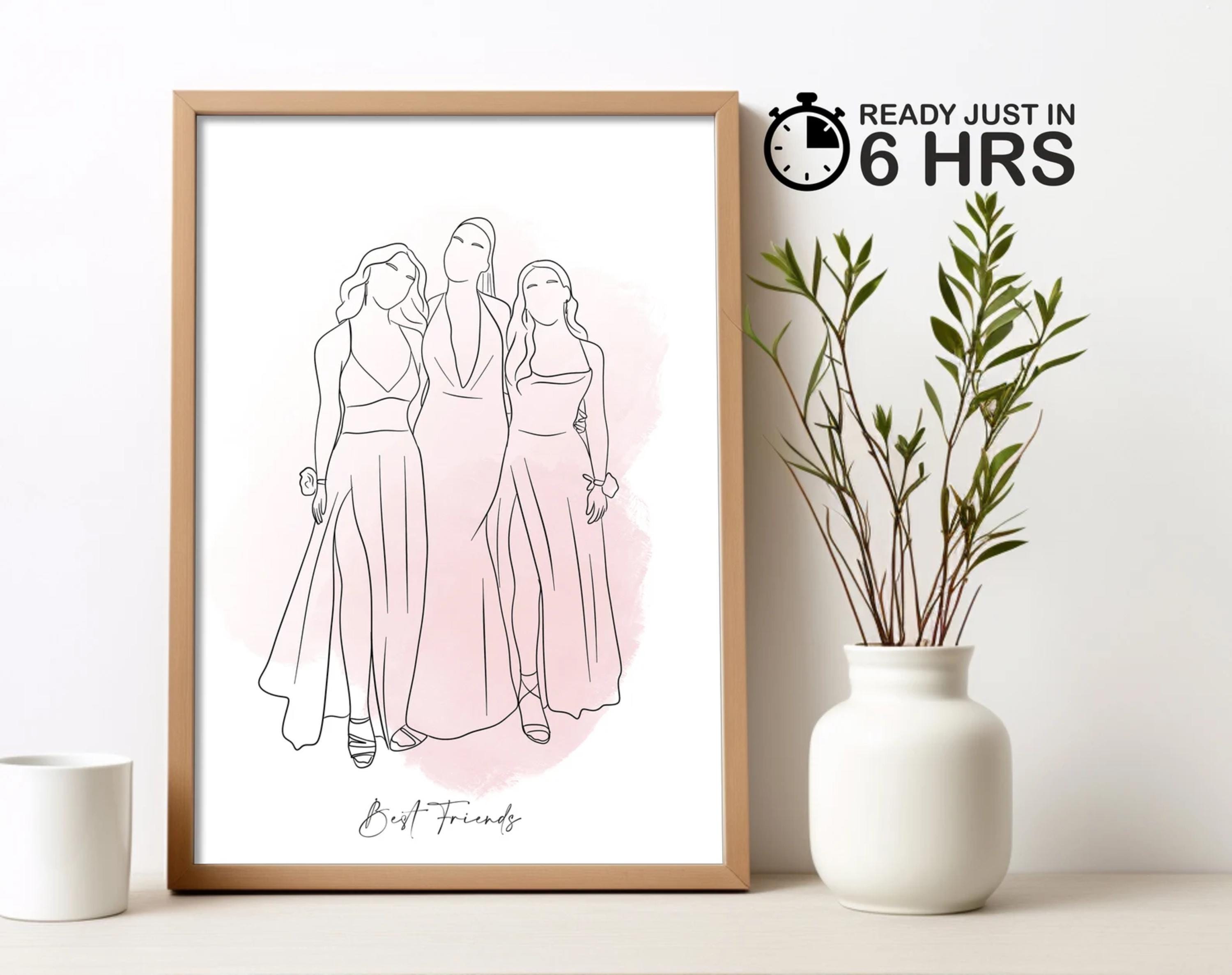 Custom Best Friend Gift, Personalized Friendship Gift, Birthday Gift, Custom Faceless Portrait, Secret Santa Gifts, Gift For Bestie, Gift