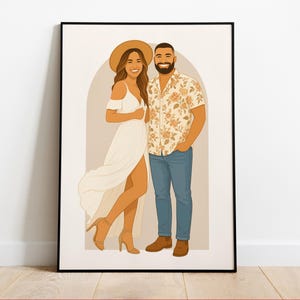 Custom Couple Portrait from Photo, Personalized Illustration, Minimalist Wall Art, Anniversary Gift for Him & Her, Digital Download