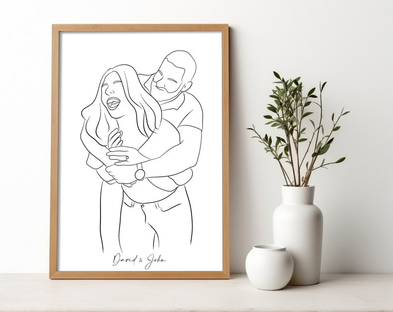 Custom Line Drawing, Christmas Gift, Gift for best friend, Gift for boyfriend, gift for girl friend, gift for wife husband, birthday gift image 8