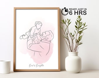 Personalized Fathers Day Gifts, Gift for dad, Digital Portrait Poster, Wall Art Canvas, Minimalist Unique Gift for him, faceless portrait