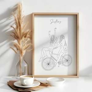 Cadeau personnalisé pour soeur, cadeau soeur, cadeau d'anniversaire, impression soeur personnalisée, cadeau pour elle, Noël, portrait personnalisé, art mural, poster