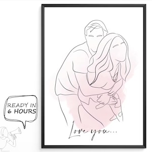 Disegno personalizzato, regalo per il primo anniversario, ritratto da foto, regalo per il fidanzato, regalo unico per il marito, regalo lesbico, regalo per lui