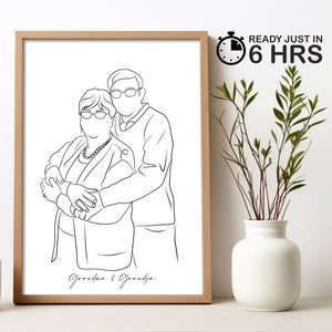 Personalized Grandpa gift, Custom Father's Day Gift for Grandpa, from Grandkids, Grandparents and Grandchildren, wall art, Line Portrait
