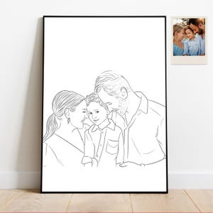 Personalized Line Art Family Portrait, Custom Family Drawing from Photo, Faceless Minimalist Outline, Gift for Mom Dad or Grandparents