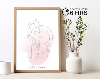 Custom Line Drawing, Christmas Gift, Gift for best friend, Gift for boyfriend, gift for girl friend, gift for wife husband, birthday gift