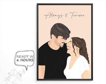 Faceless portrait, custom illustration, personalised photo, photo illustration, personalised portrait, boyfriend gift, girlfriend gift