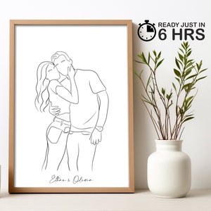 Custom Line Drawing, Christmas Gift, Gift for best friend, Gift for boyfriend, gift for girl friend, gift for wife husband, birthday gift image 1