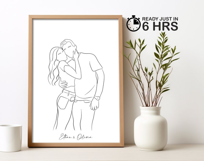 Custom Line Drawing, Christmas Gift, Gift for best friend, Gift for boyfriend, gift for girl friend, gift for wife husband, birthday gift image 1