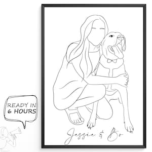 Custom Dog One Line Art - personalized one line art, Custom Line Drawing Pet, Dog Portrait INK, Tattoo Commission, Line Art Illustration