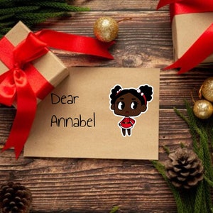 Cute Black Girl Christmas Bubble-free stickers