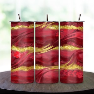 Ruby Liquid Gold 20oz Skinny Tumbler Wrap, Seamless Tumbler Design, Sublimation Wrap, PNG File, Commercial Use Digital Download