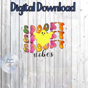 Vibrações assustadoras PNG, design de camisa retrô de Halloween, clipart de fantasma, gráficos de outono, sublimação de Halloween, download digital, uso comercial