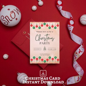Christmas Party Invitation, Christmas Party Invite, Christmas Party Printable, Holiday Party Invitation, Christmas Invitation Download