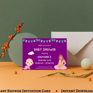 Baby Shower Invitation, Modern Baby Shower Invitation, Editable Minimalist Baby Shower Invite, Printable Baby Shower Invitation, PDF