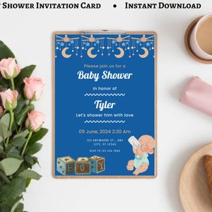 Baby Shower Invitation, Modern Baby Shower Invitation, Editable Minimalist Baby Shower Invite, Printable Baby Shower Invitation, PDF