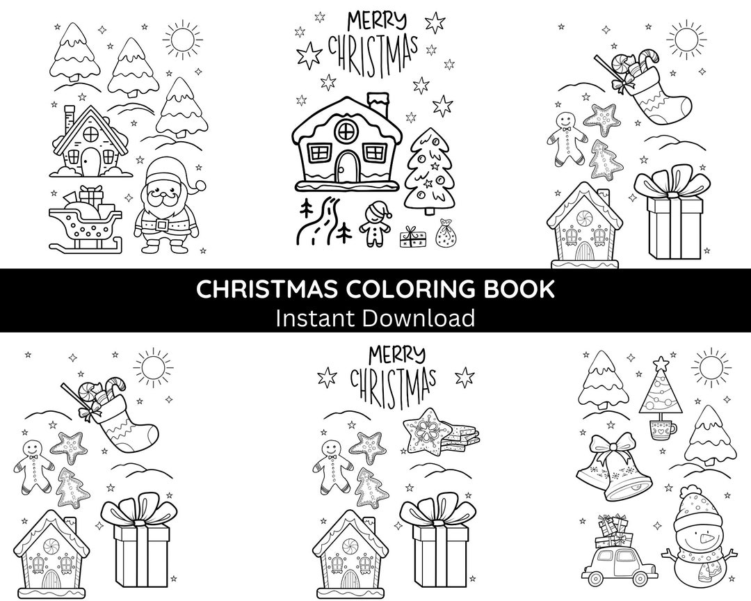 Printable Christmas Colouring Book for Kids Kids Colouring Etsy