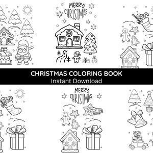 Weihnachten Malbuch für Kinder, Malseiten, Kinder Arbeitsblatt, zum ausdrucken, sofort herunterladen