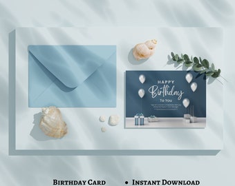 Birthday Invitation Printable, Editable Birthday Invitation Card, Downloadable Birthday Invitation Card, Instant Download, PDF Print.