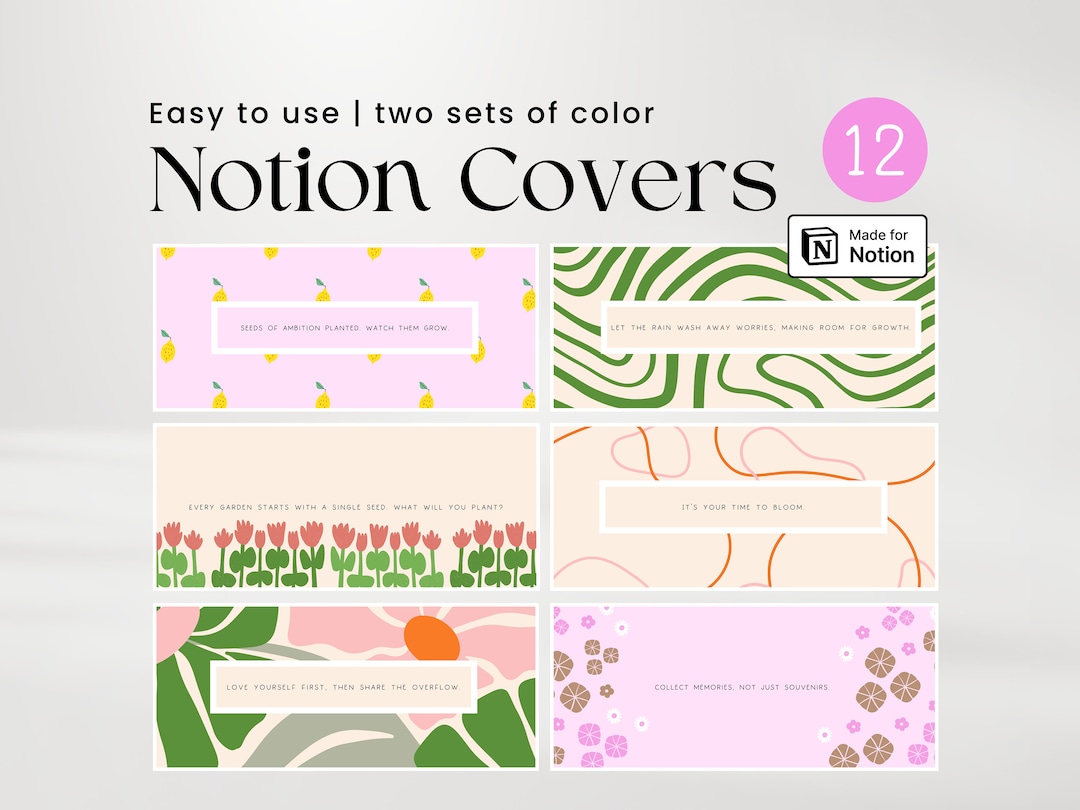 12 Custom Notion Page Covers With Motivational Quotes - Colorful Set ...