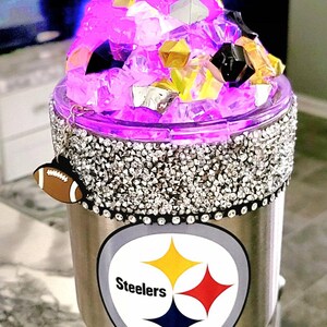 Pittsburgh Steelers Tumbler: Crushed Ice, LED Light, Bling Trim image 3