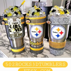 Pittsburgh Steelers Tumbler: Crushed Ice, LED Light, Bling Trim image 9