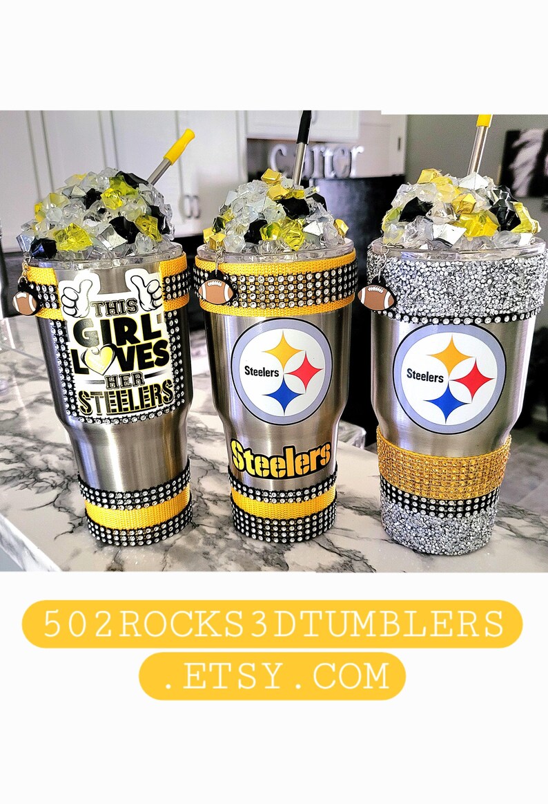 Pittsburgh Steelers Tumbler: Crushed Ice, LED Light, Bling Trim image 9