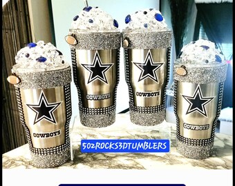 Dallas Cowboys Bling Tumbler: Crushed Ice LED Stainless Steel Cup