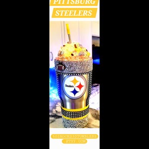 Pittsburgh Steelers Tumbler: Crushed Ice, LED Light, Bling Trim image 5