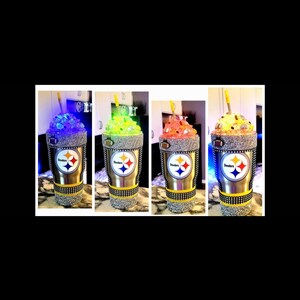 Pittsburgh Steelers Tumbler: Crushed Ice, LED Light, Bling Trim image 8