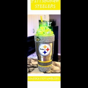 Pittsburgh Steelers Tumbler: Crushed Ice, LED Light, Bling Trim image 7