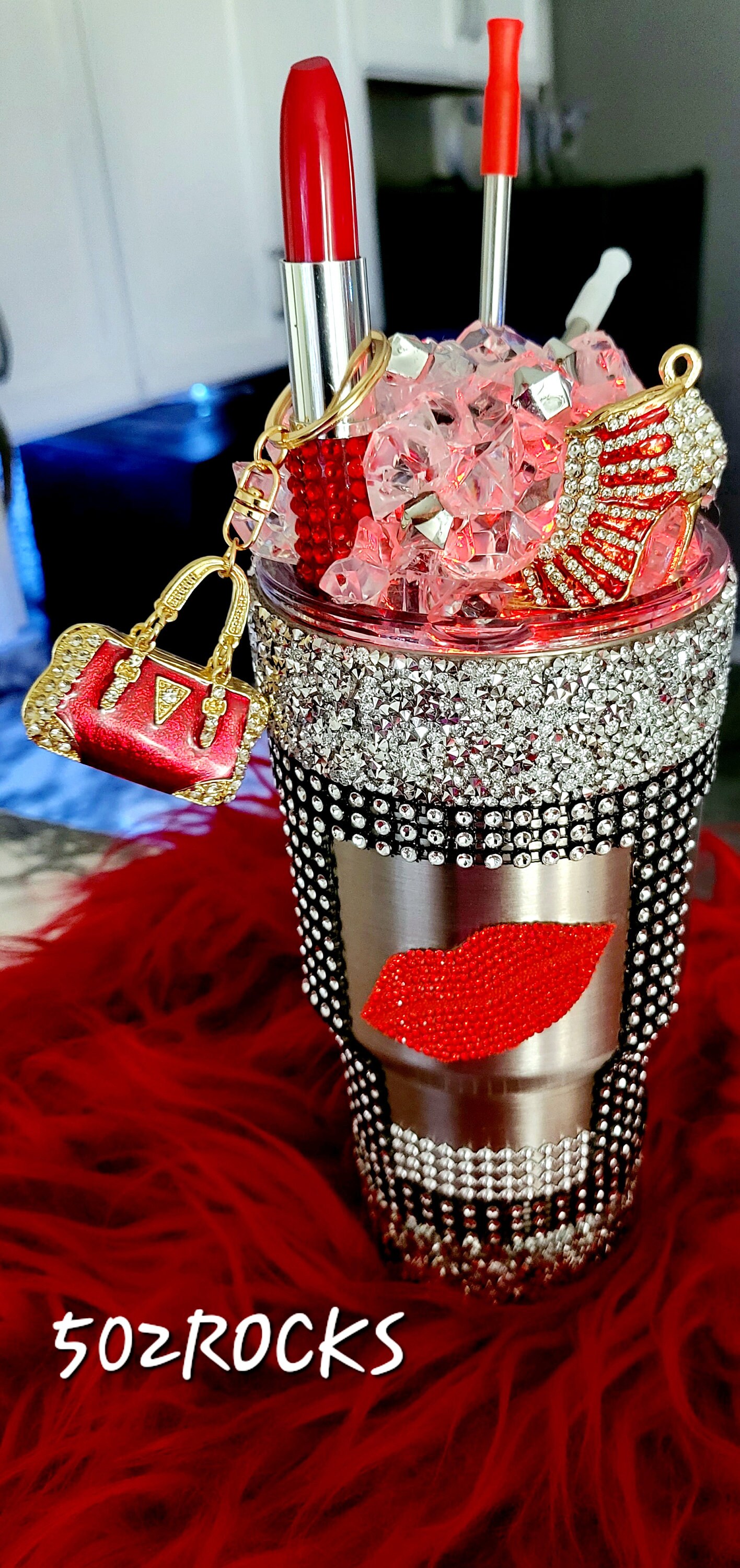 Stilletto Crushed Ice Bling, Stainless Steel Tumbler, Keeps Drinks Hot