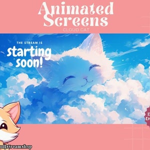 4x Animated Twitch Screens | Twitch Stream Screen | Animated Screens | Stream Starting Soon | Stream Package | Vtuber Asset | Anime Cat