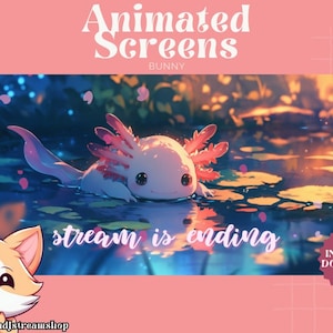4x Animated Twitch Screens | Twitch Stream Screen | Animated Screens | Stream Starting Soon | Stream Package | Vtuber Asset | Axolotl